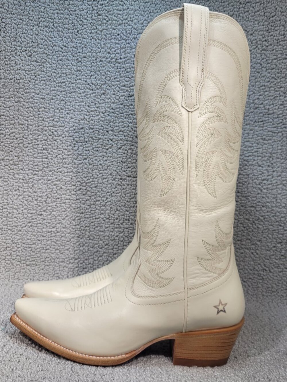 Tecovas The Annie Women's US Size 9.5B Bone Cowhide Pull on Cowgirl Boots